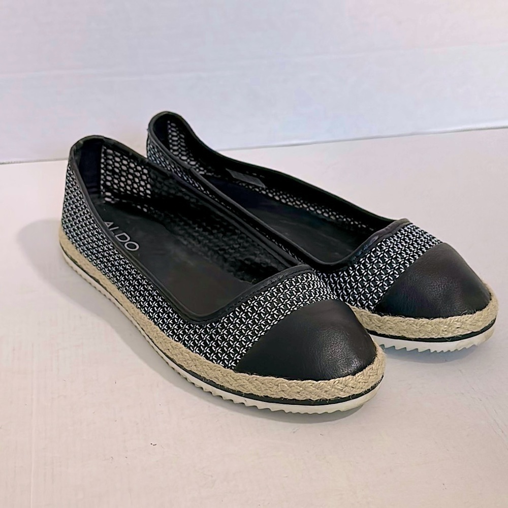 ALDO Black and White Women's Espadrille ballet Flats 8.5 - Picture 2 of 12